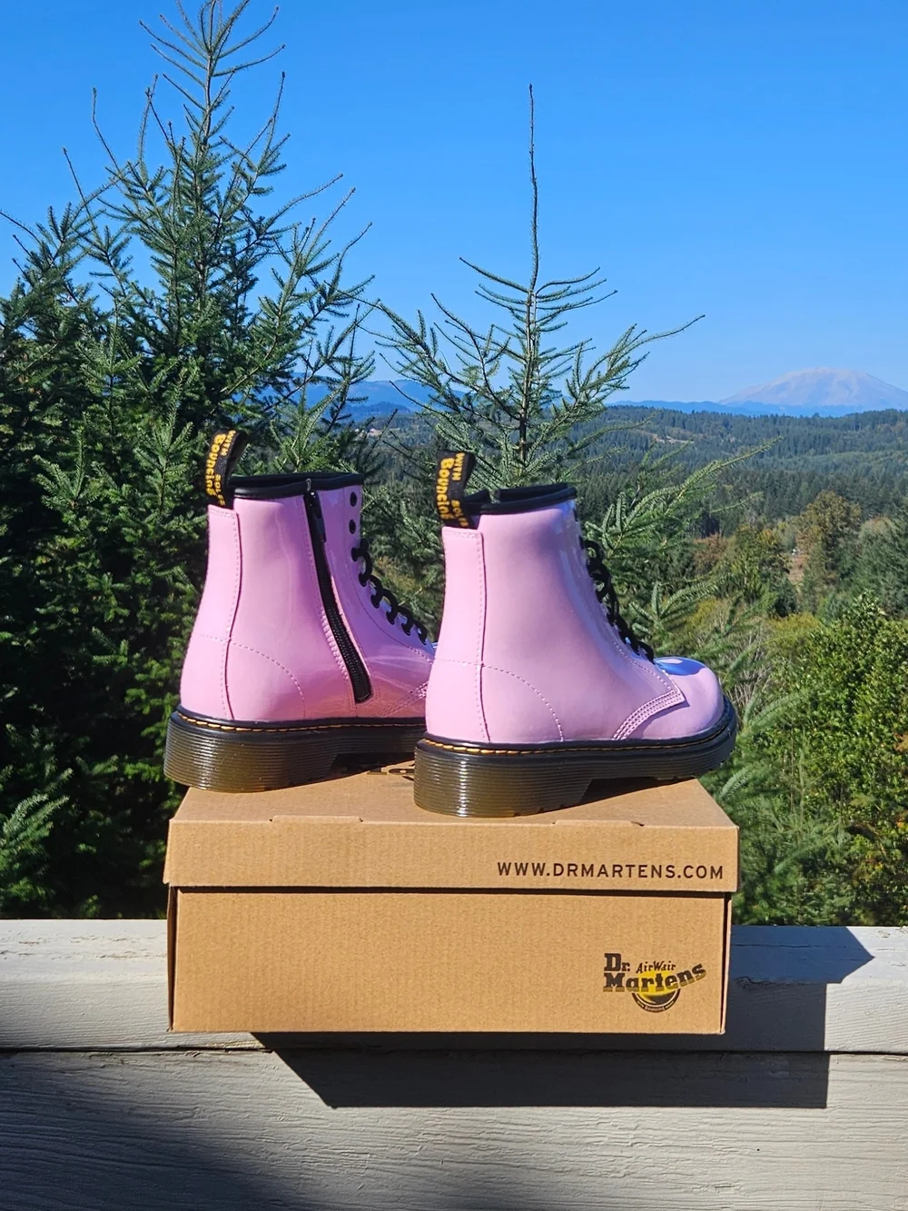 Dr. Martens 1460 J Kids Pale Pink Patent Boots UK 2 US 3-4 with Box